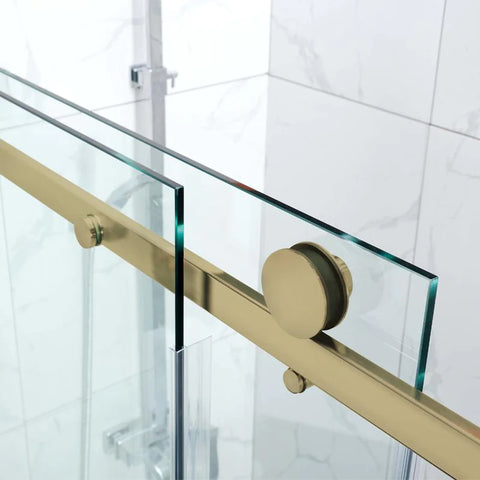 Brushed Brass / Satin gold 10mm Frameless Sliding Shower Screen, Highest Quality, Up to 1940mm wide,