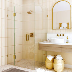 Portrait Glass to Glass Shower Screen Hinge to Suit 10mm Glass - Brushed Brass