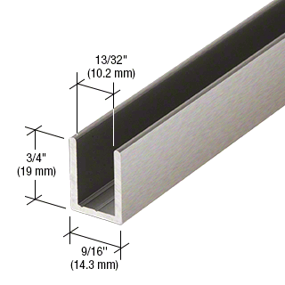 Brushed Nickel Wall Channel for Fixed Panel Shower Screen Deep U-Channel- 2410mm long