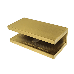 Perth Series - Frameless Shower Screen Wall Bracket Square No Drill Clamp for 10 mm Glass - Brushed Brass