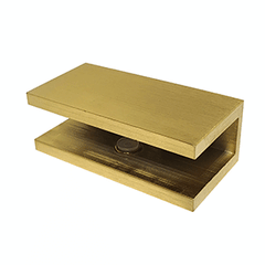 Perth Series - Frameless Shower Screen Wall Bracket Square No Drill Clamp for 10 mm Glass - Brushed Brass
