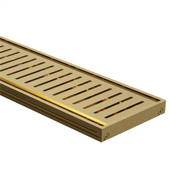 Drainlab - Linear Drain Slotted Grate - 1200mmL x 15mmH - Gold / Brushed Brass