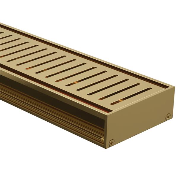 Drainlab - Linear Drain Slotted Grate - 1200mmL x 35mmH - Brushed Gold / Brass