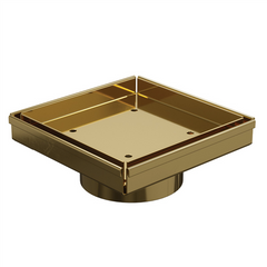 Stainless Steel - Floor Waste Tile Insert - 131mmW x 131mmL x 20mmH - Gold/Brass PVD