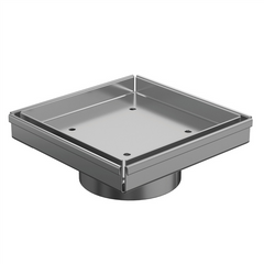 Stainless Steel - Floor Waste Tile Insert - 131mmW x 131mmL x 20mmH - Satin Silver