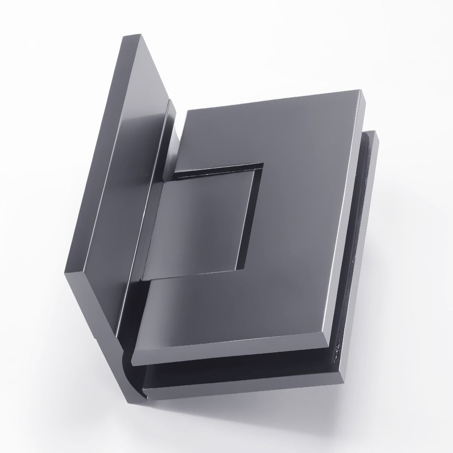 Forge Frameless Shower Hinge Heavy Duty Adjustable Glass to Wall L-Shape 90 Degrees - Gunmetal Grey