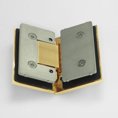 Forge Frameless Shower Hinge Heavy Duty Adjustable Glass to Glass 135 Degrees - Brushed Brass
