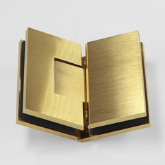 Forge Frameless Shower Hinge Heavy Duty Adjustable Glass to Glass 135 Degrees - Brushed Brass