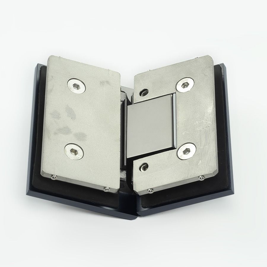 Forge Frameless Shower Hinge Heavy Duty Adjustable Glass to Glass 135 Degrees - Gunmetal Grey