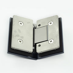Forge Frameless Shower Hinge Heavy Duty Adjustable Glass to Glass 135 Degrees - Gunmetal Grey