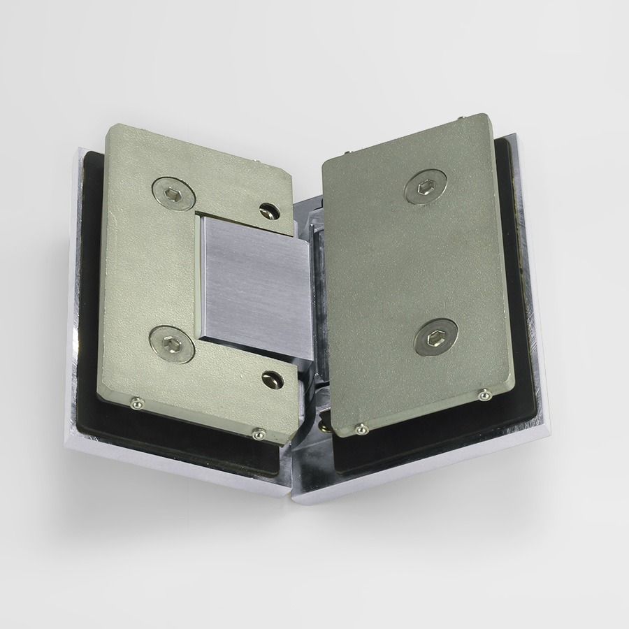 Forge Frameless Shower Hinge Heavy Duty Adjustable Glass to Glass 135 Degrees - Satin Chrome