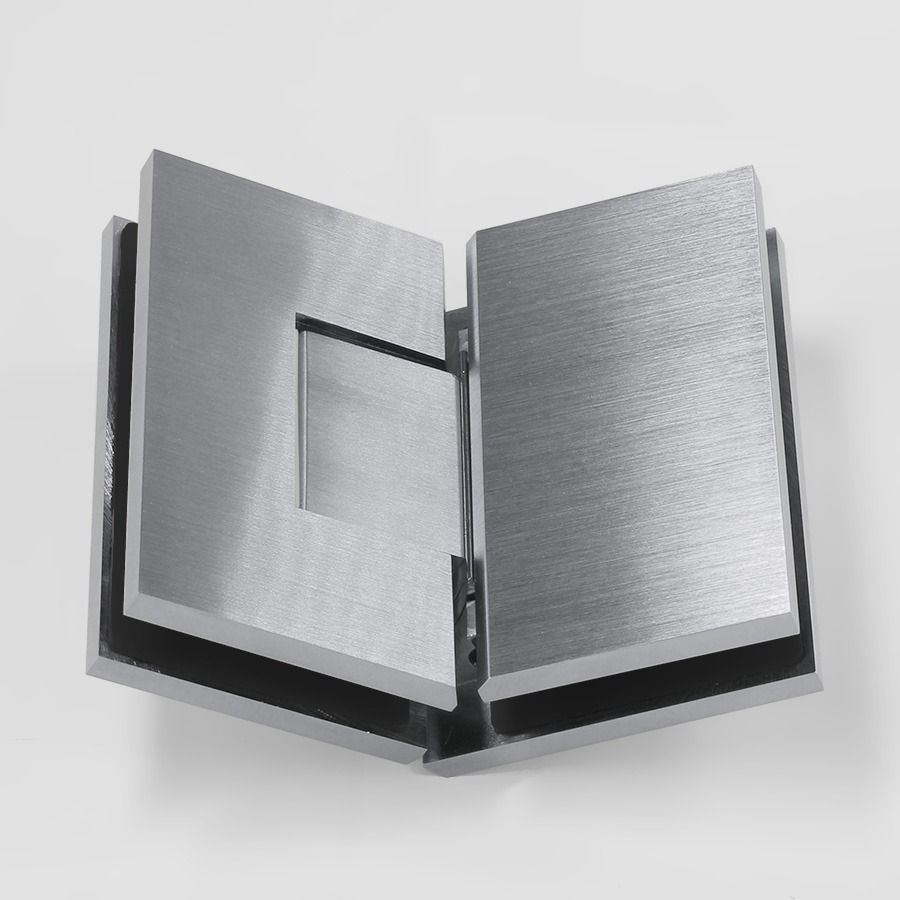 Forge Frameless Shower Hinge Heavy Duty Adjustable Glass to Glass 135 Degrees - Satin Chrome