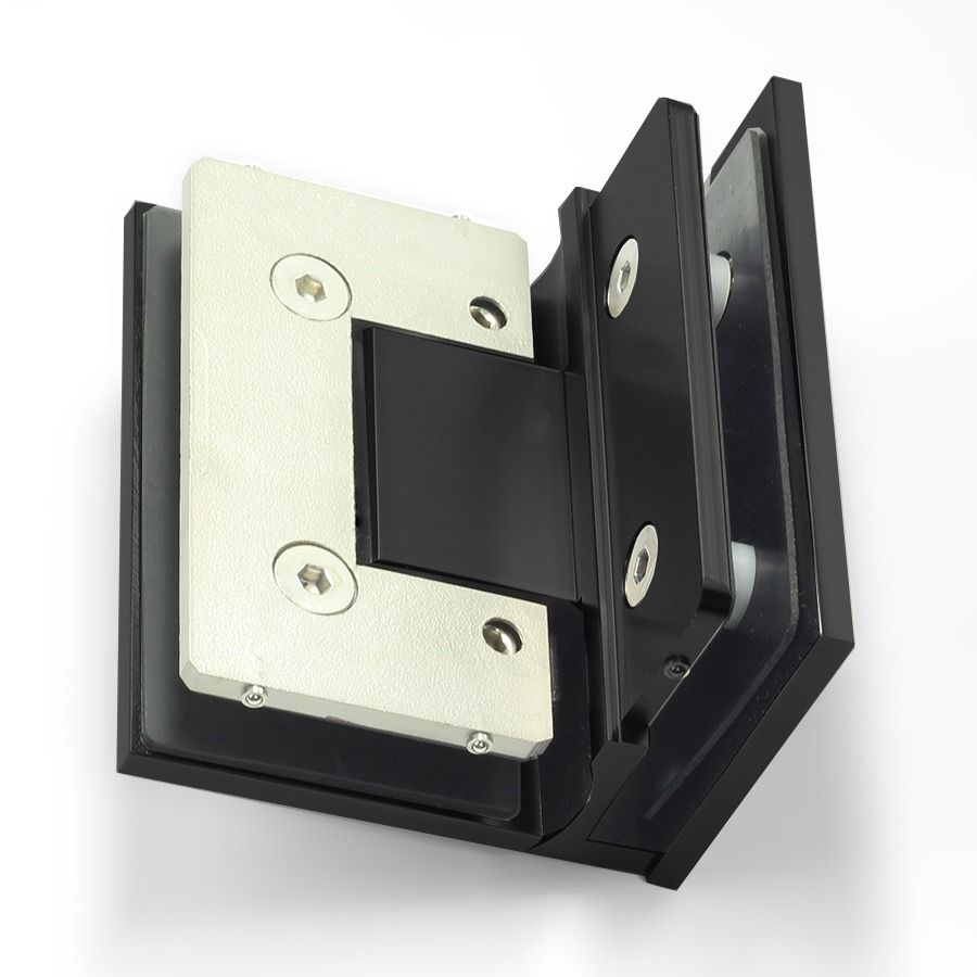 Forge Frameless Shower Hinge Heavy Duty Adjustable Glass to Glass 90 Degrees - Black