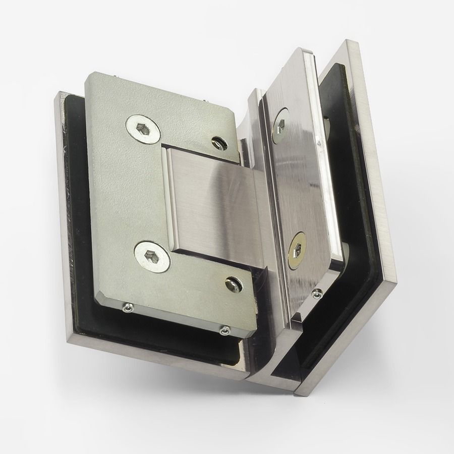 Forge Frameless Shower Hinge Heavy Duty Adjustable Glass to Glass 90 Degrees - Brushed Nickel
