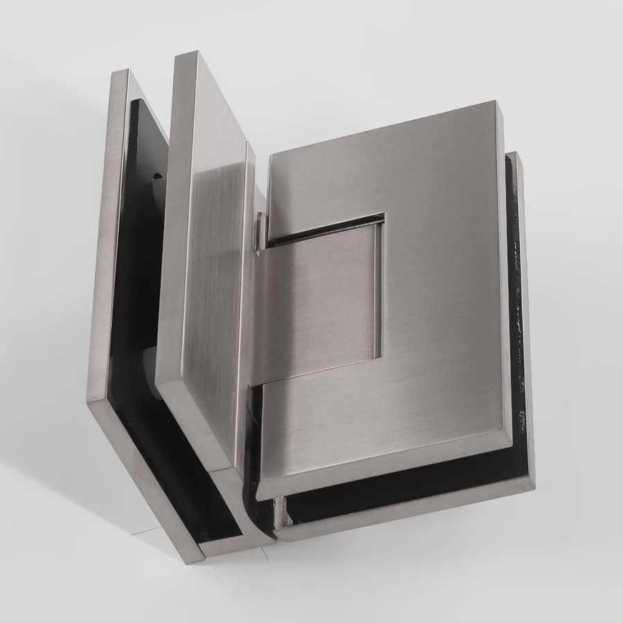 Forge Frameless Shower Hinge Heavy Duty Adjustable Glass to Glass 90 Degrees - Brushed Nickel