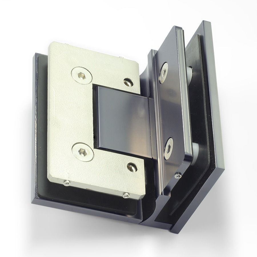 Forge Frameless Shower Hinge Heavy Duty Adjustable Glass to Glass 90 Degrees - Gunmetal Grey