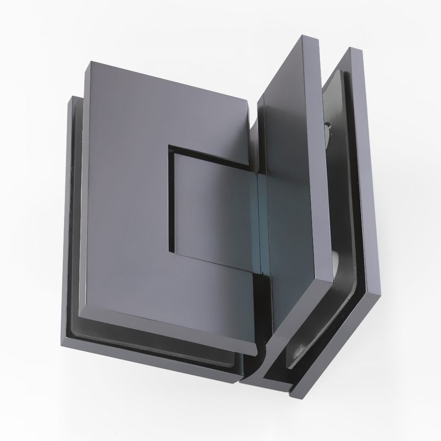 Forge Frameless Shower Hinge Heavy Duty Adjustable Glass to Glass 90 Degrees - Gunmetal Grey