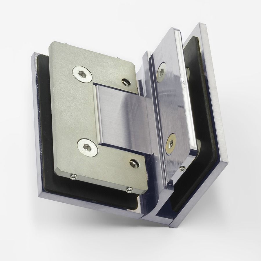 Forge Frameless Shower Hinge Heavy Duty Adjustable Glass to Glass 90 Degrees - Satin Chrome