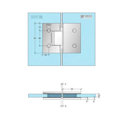 FORGE Frameless Shower Hinge Glass to Glass 180 Degrees - Antique Brass