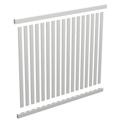 White PVC Vertical paling panel kit 2388mm x 1800mm, picket fence, 7 Year Warranty