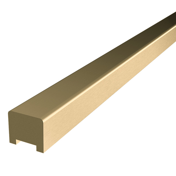 Frameless shower aluminium square water bar, floor seal - Brushed Brass/Gold Anodised