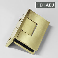 Forge Frameless Shower Hinge Heavy Duty Adjustable Glass to Wall L-Shape 90 Degrees - NERO Brushed Gold