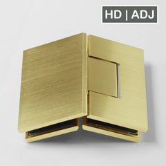 Forge Frameless Shower Hinge Heavy Duty Adjustable Glass to Glass 135 Degrees - NERO Brushed Gold