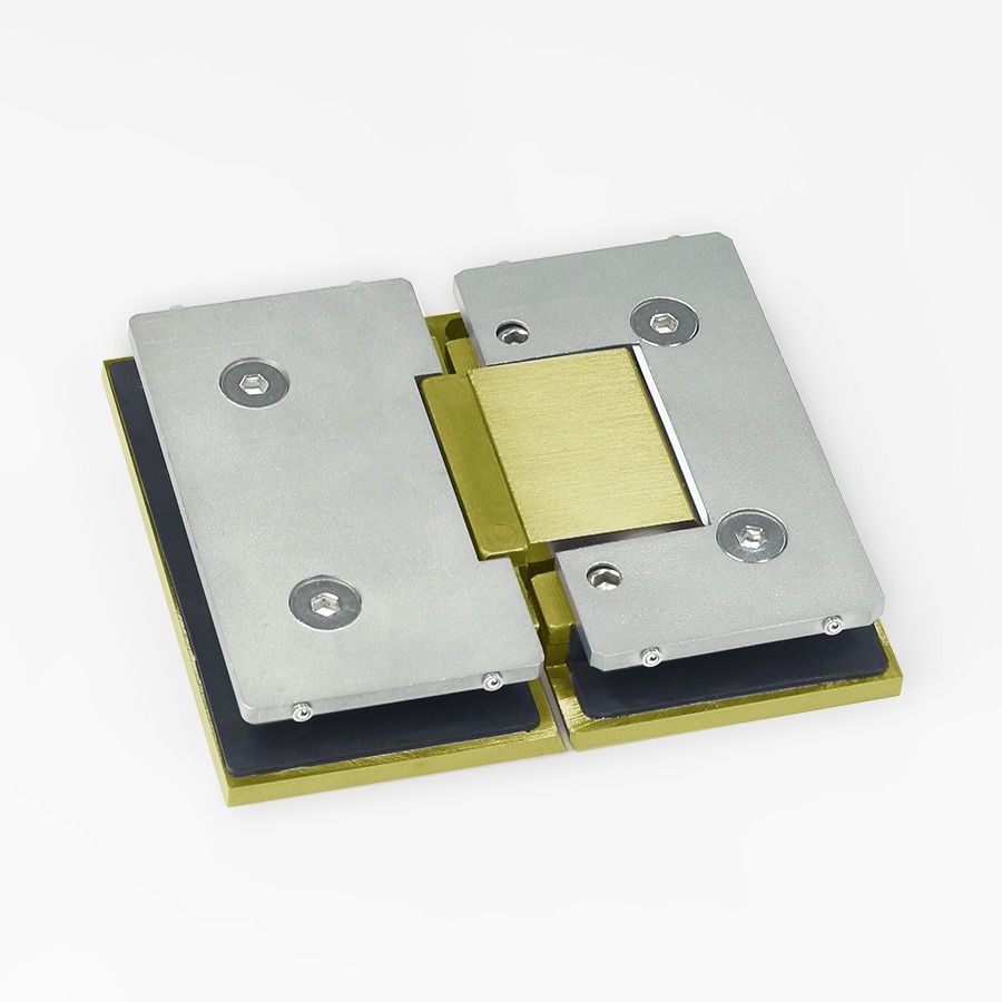 Forge Frameless Shower Hinge Heavy Duty Adjustable Glass to Glass 180 Degrees - NERO Brushed Gold