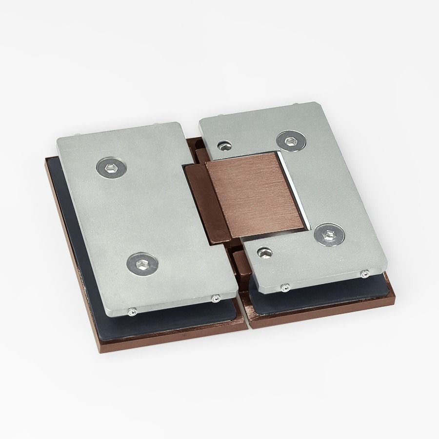 Forge Frameless Shower Hinge Heavy Duty Adjustable Glass to Glass 180 Degrees - NERO Brushed Bronze