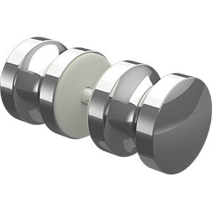 Round recessed knob for frameless shower doors - Chrome