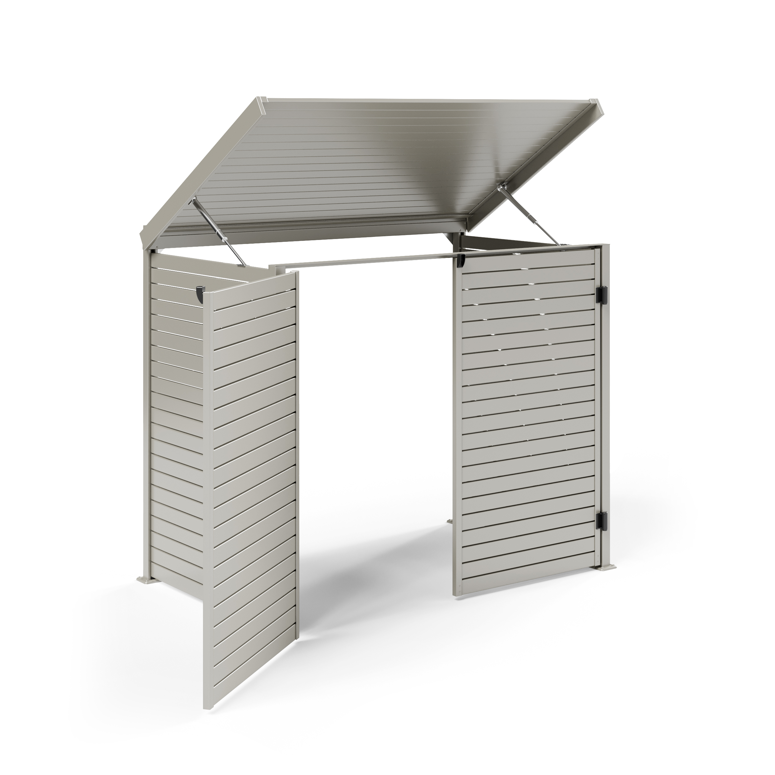 Pool Pump Storage, Aluminium Slat Storage Closure, Bin Storage in Dune with Open Back Panel