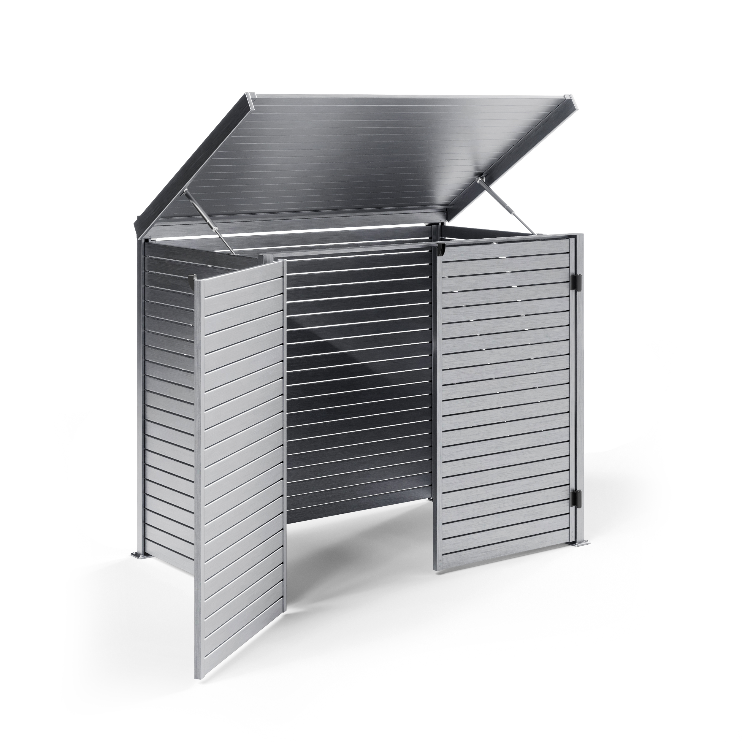 Pool Pump Storage, Aluminium Slat Storage Closure, Bin Storage in Mill with Slatted Back Panel