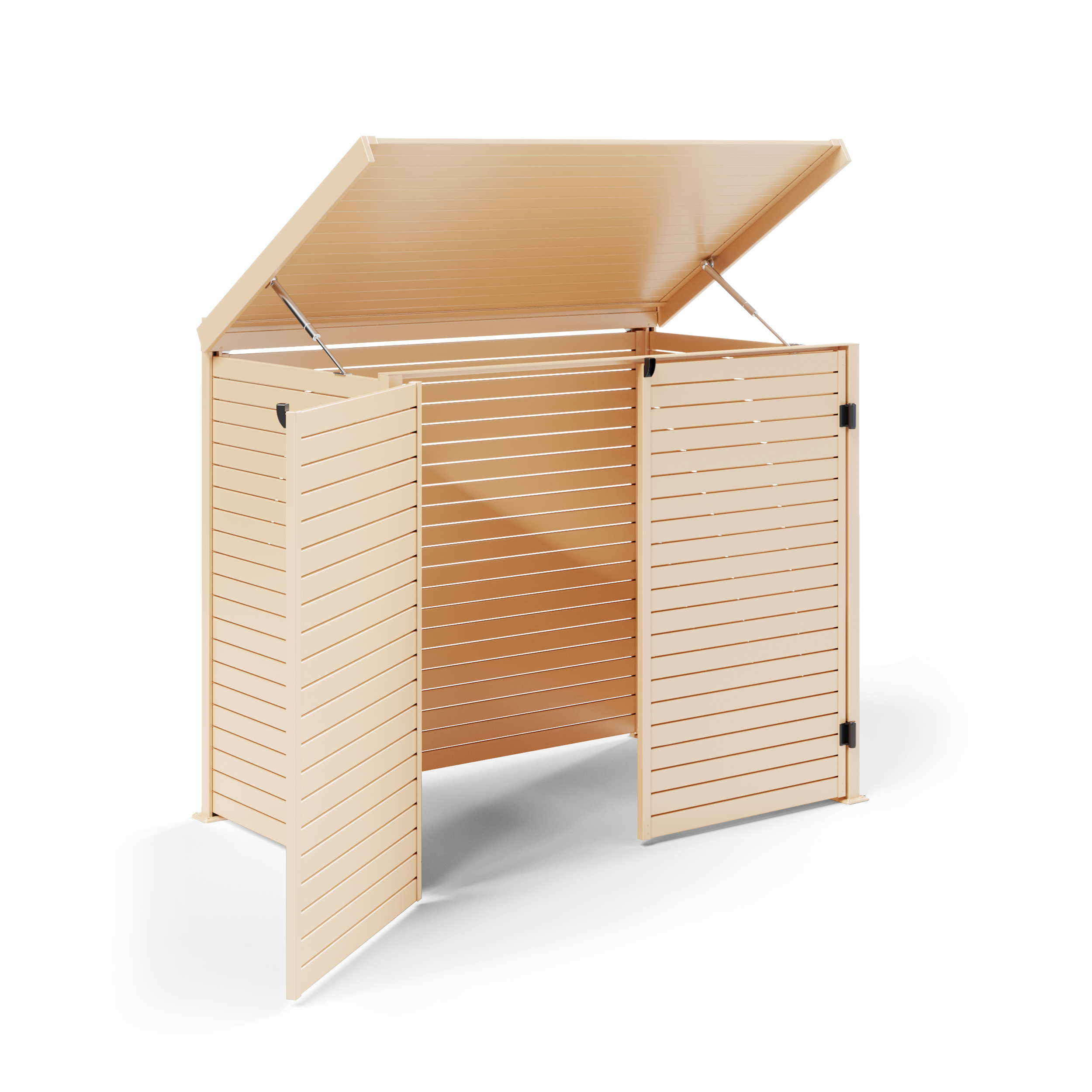 Pool Pump Storage, Aluminium Slat Storage Closure, Bin Storage in Primrose with Slatted Back Panel