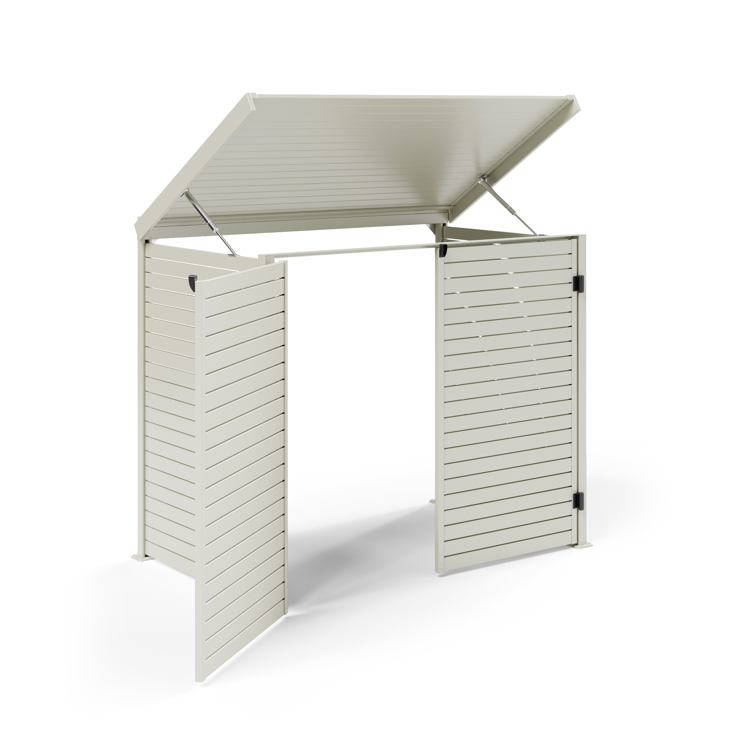 Pool Pump Storage, Aluminium Slat Storage Closure, Bin Storage in Surfmist with Open Back Panel