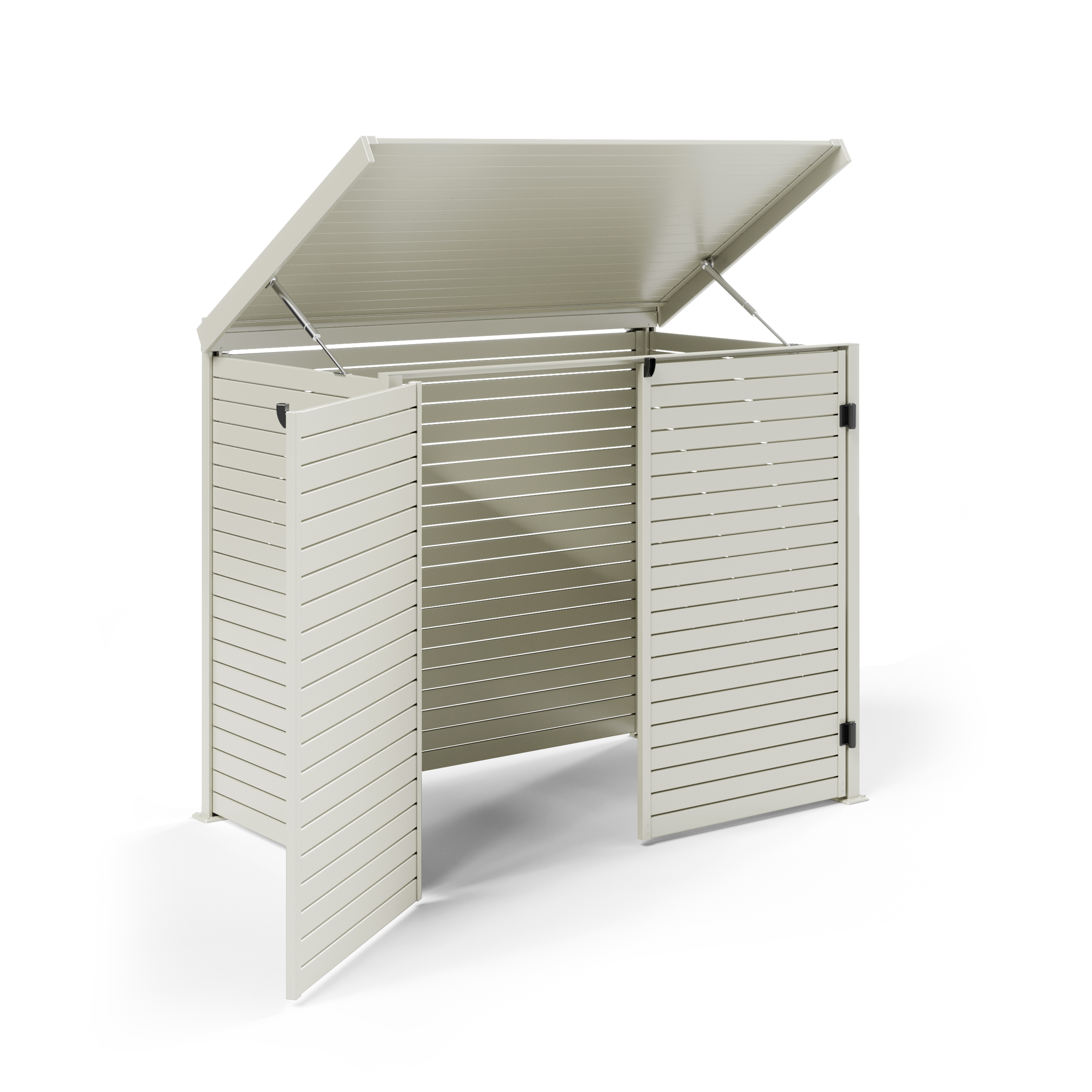 Pool Pump Storage, Aluminium Slat Storage Closure, Bin Storage in Surfmist with Slatted Back Panel
