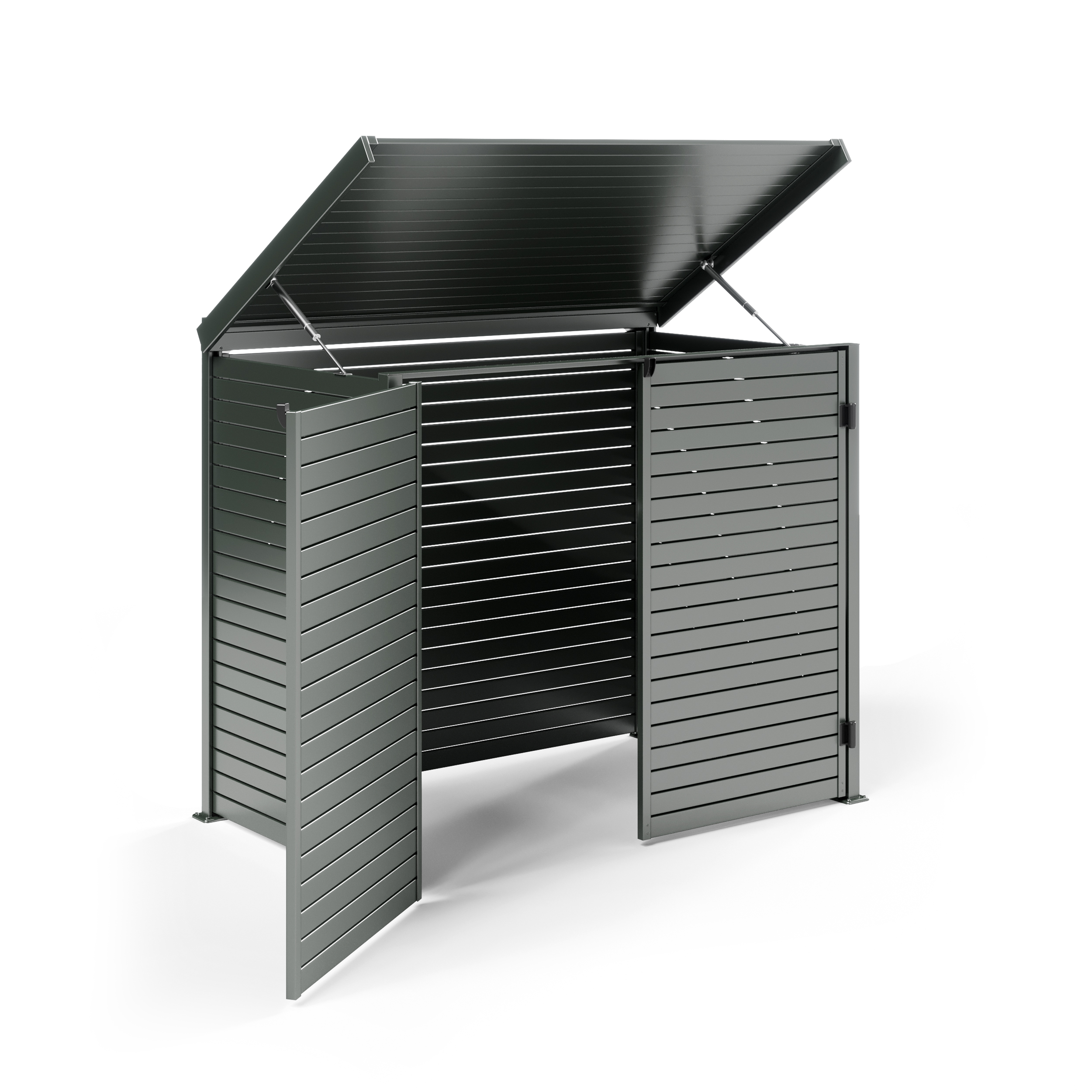 Pool Pump Storage, Aluminium Slat Storage Closure, Bin Storage in Woodland Grey with Slatted Back Panel