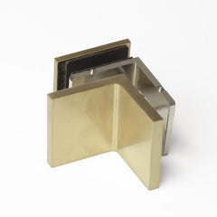 Forge Frameless Shower Screen Bracket Glass to Wall 90 Degrees Adjustable - Brushed Brass