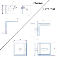 Forge Frameless Shower Screen Bracket Glass to Wall 90 Degrees Adjustable - Chrome