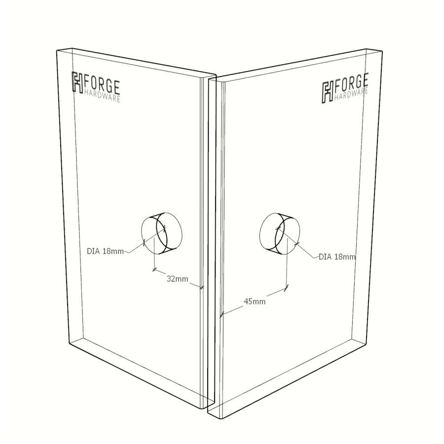 Forge Frameless Shower Screen Bracket Square Glass to Glass 90 Degrees Corner - Antique Brass