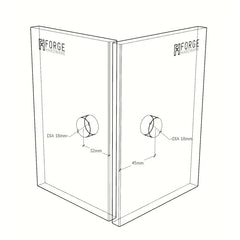 Forge Frameless Shower Screen Bracket Square Glass to Glass 90 Degrees Corner - Dark Antique Brass
