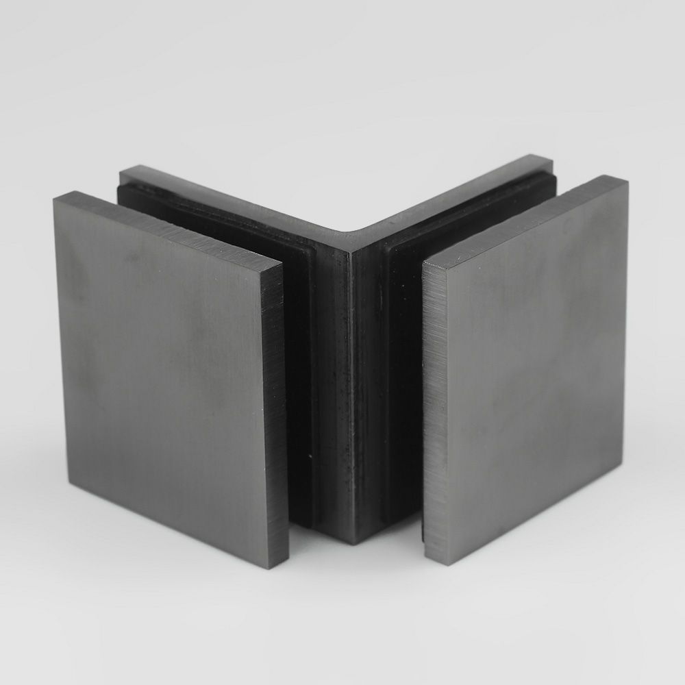 Frameless Shower Glass - BRACKET SQUARE - GLASS TO GLASS - 90 Degrees - BRUSHED GUNMETAL