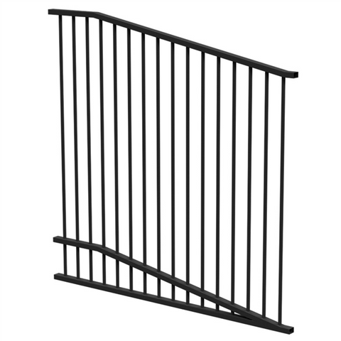 Raked Aluminium Pool Fence Panel Six Star- Flat Top Pool Panel- 1400mmH RAKED - BLACK