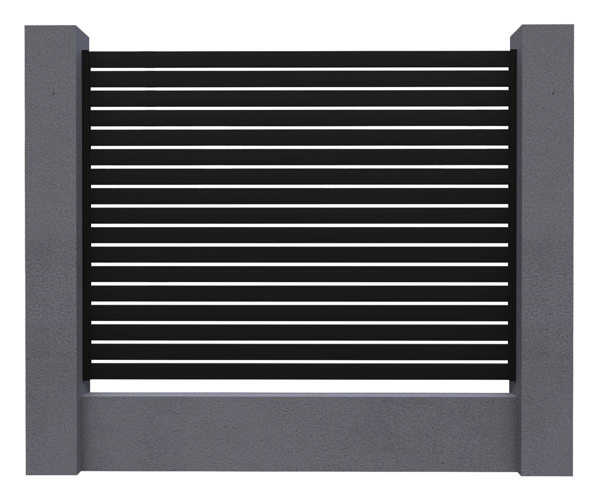 Aluminium Slat Screen Kit - Satin Black colour,  1800mm high x 3000mm wide,  Slat fence panel