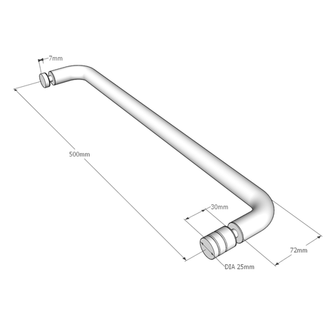 Brushed Gold SHOWER DOOR HANDLE TOWEL RAIL 500MM