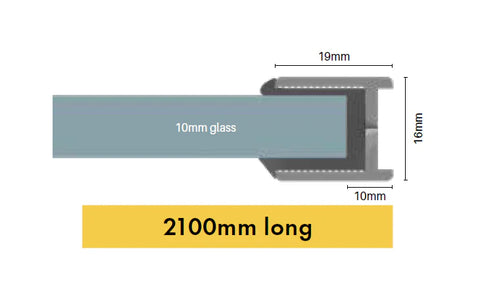 Matt Black Fixed Frameless Shower Screen Panel with Dry Glaze U Channels