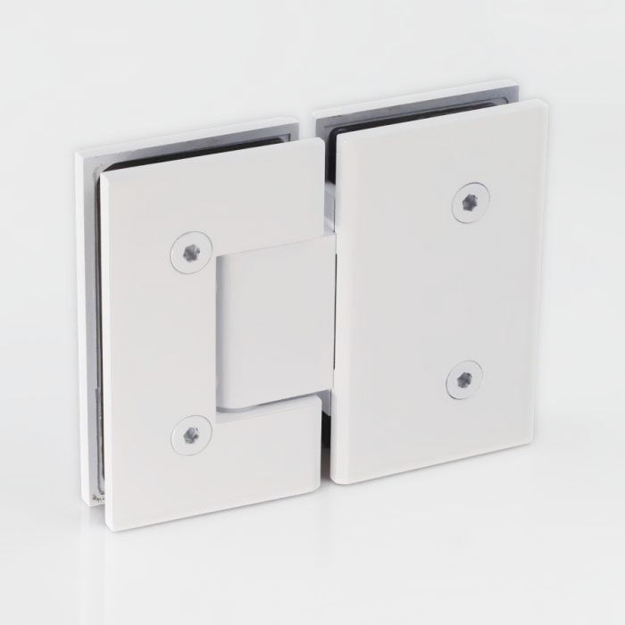 Frameless Glass Wall to Wall Shower Screen Door and Hinge Panel - 2000mm high, 10mm Toughened Glass - White