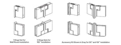 Brushed Bronze Zero Shower Screen Hinge Set,
