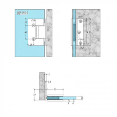 SHOWER HINGE GLASS TO WALL L-SHAPE 90 Degrees ANTIQUE BRONZE