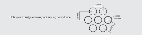Premium Perforated Pool Fence Panel - 1988mm W x 1188mm H,  Perf Pool Fencing