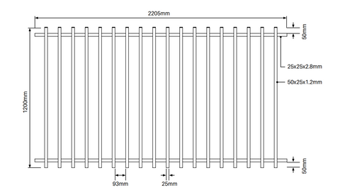 BARR Pool Fence Panel – 1200mm H x 2205mm W - White / Black, Pool Safe ,Aluminium  Batten Fence